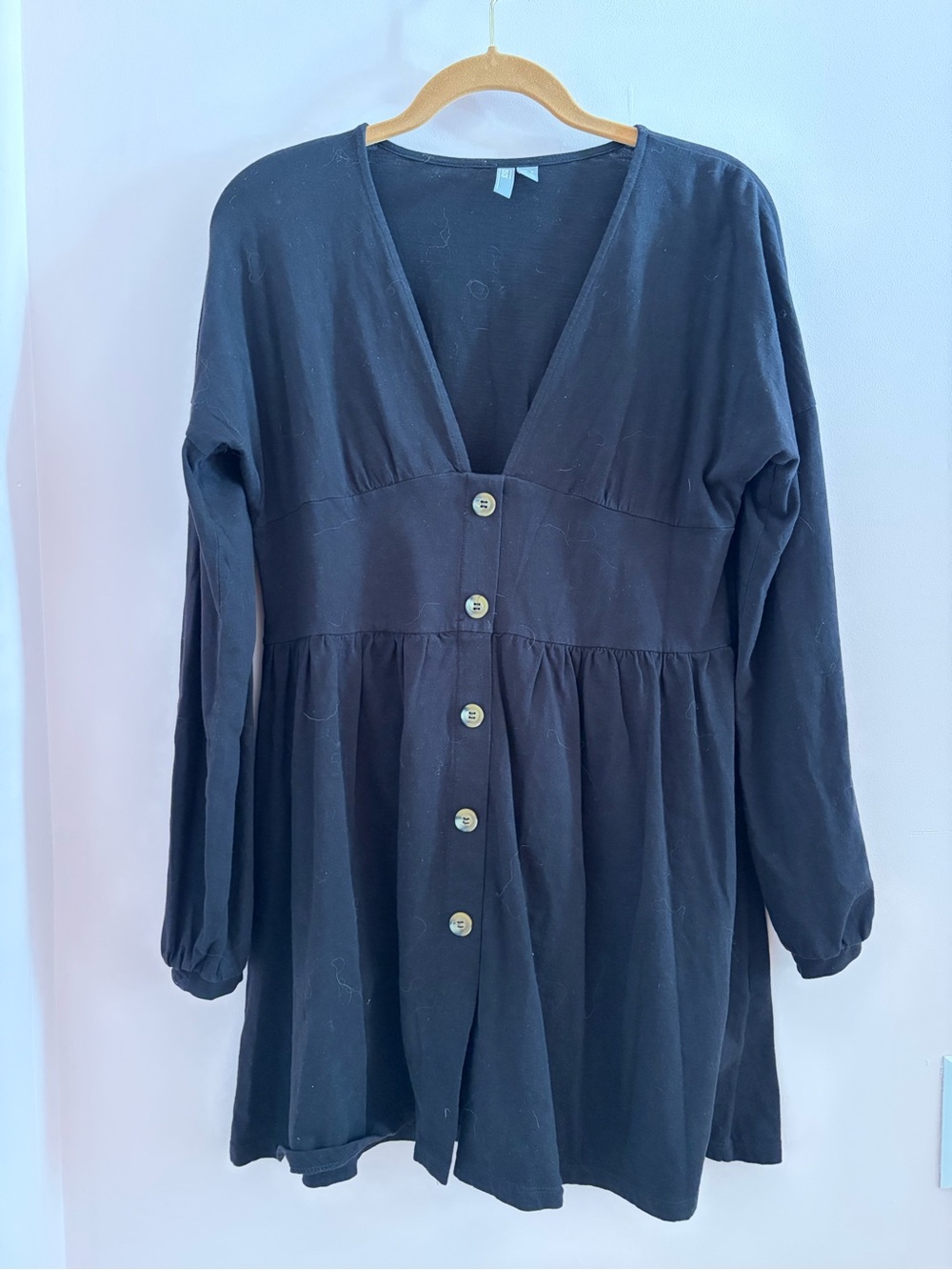 ASOS Black Button-Front V-Neck dress